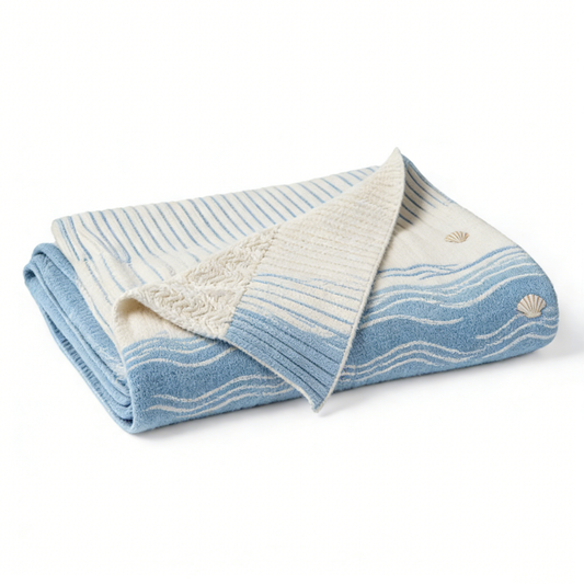Coastal Wave & Shell Towel