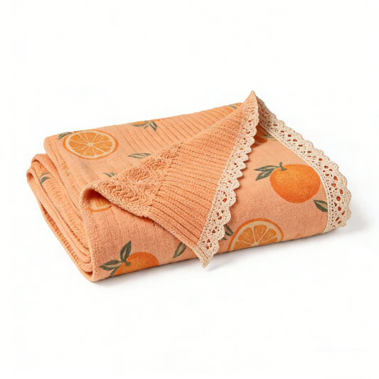 Orange Print Lace Sofa Towel