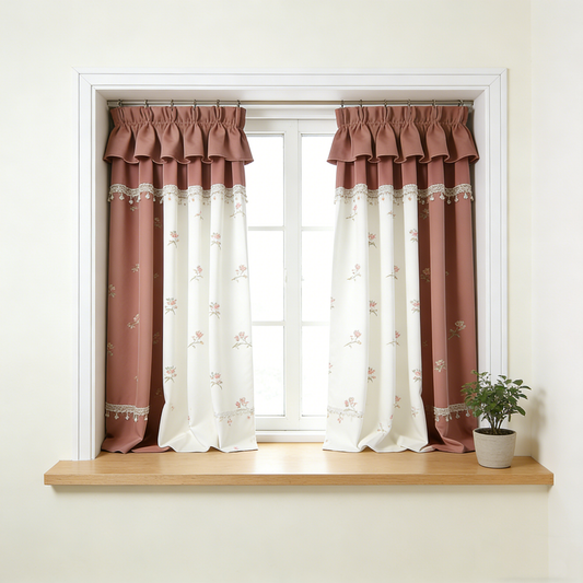 Pink & White Floral Curtains