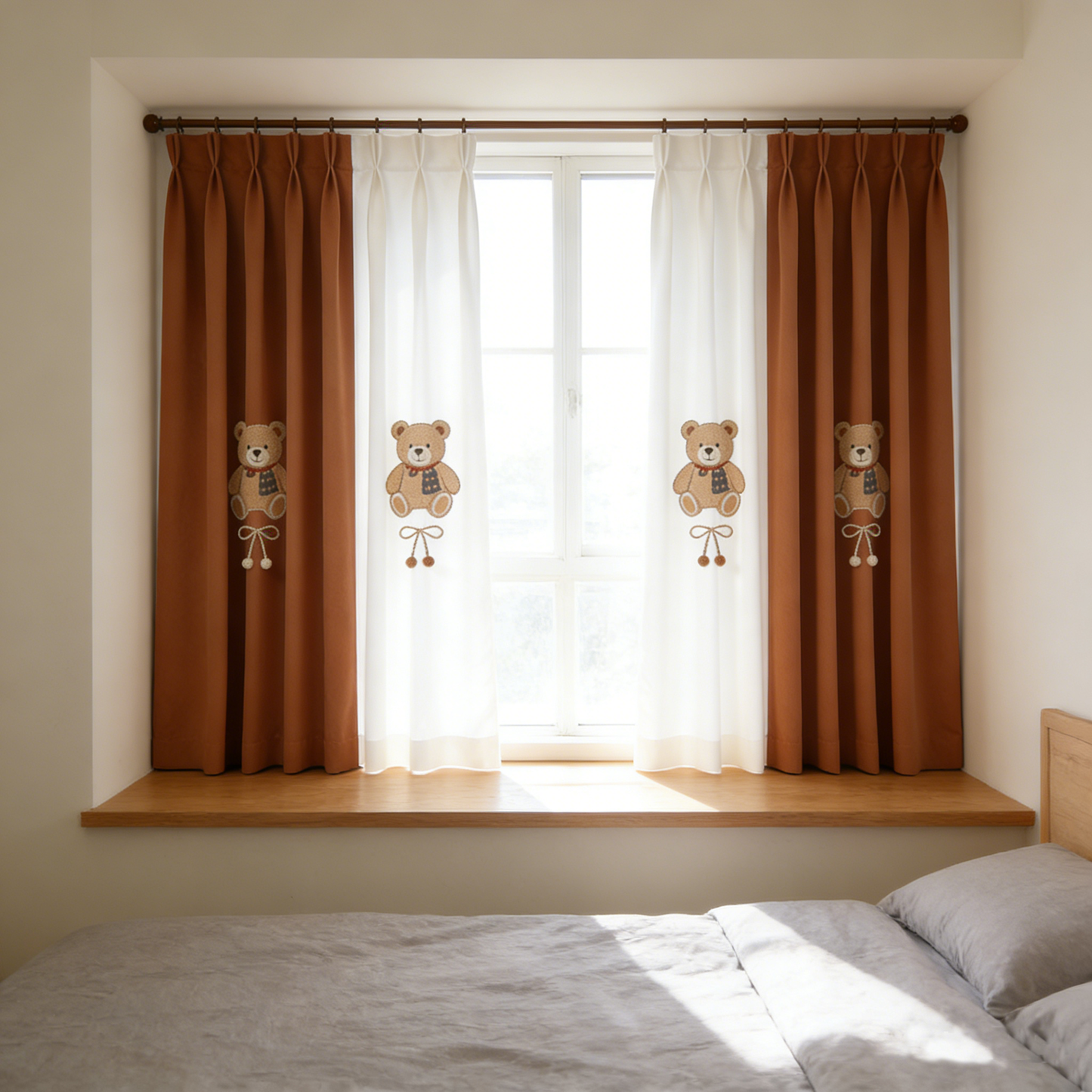 Brown Teddy Bear Curtains