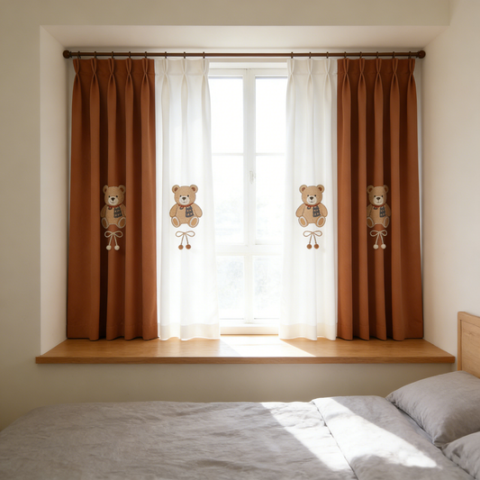 Brown Teddy Bear Curtains