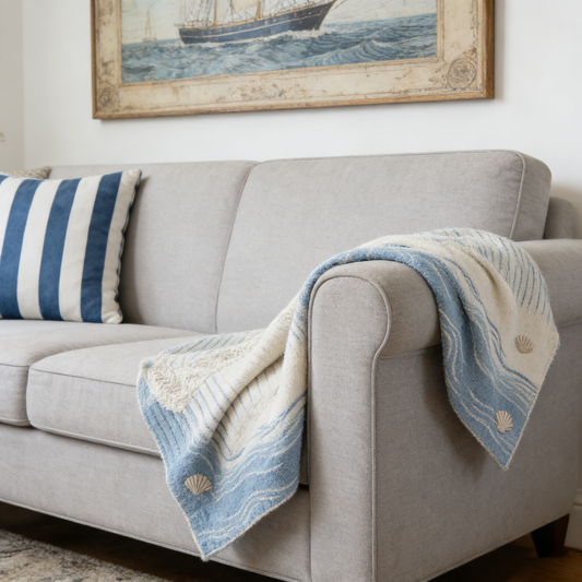 Coastal Wave & Shell Towel