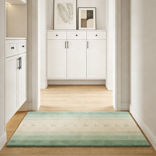 Green Leaf Stripes Rug