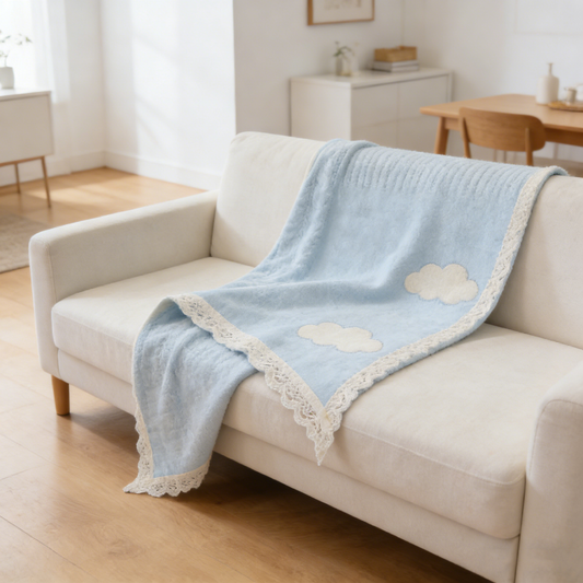 Sky Blue Cloud Lace Towel