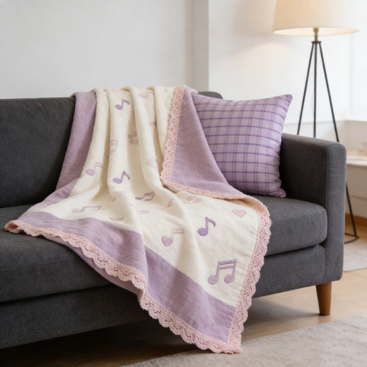 Lavender Music Note Towel