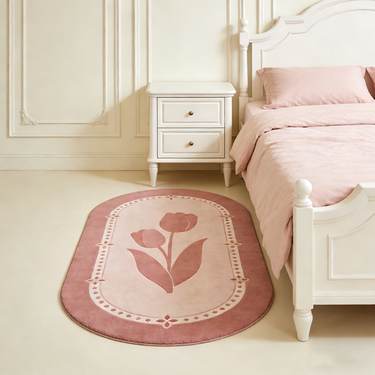 Pink Tulip Oval Rug