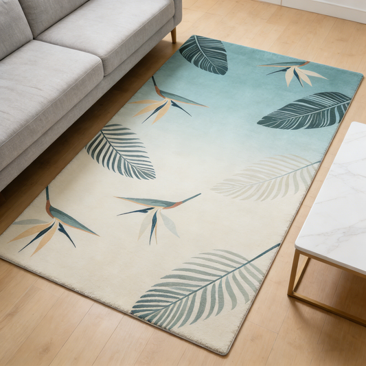 Teal Bird of Paradise Rug