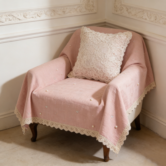 Pink Pearl Lace Sofa Towel