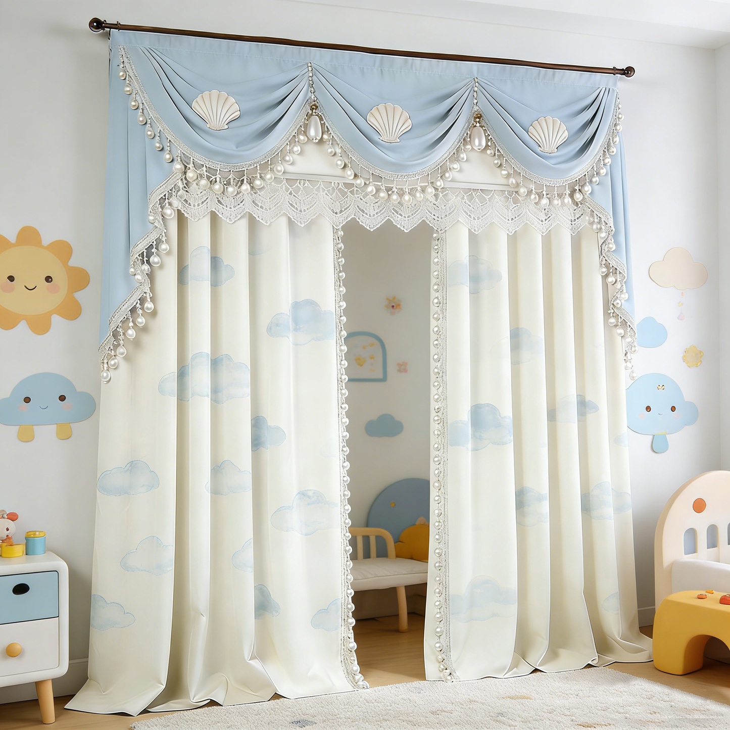 Cloud Seashell Valance Curtains