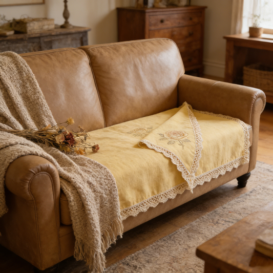 Yellow Rose Embroidered Towel