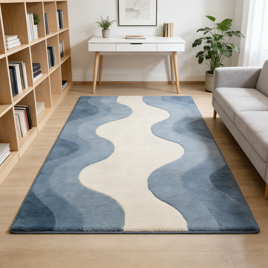 Blue Wave Rectangle Rug