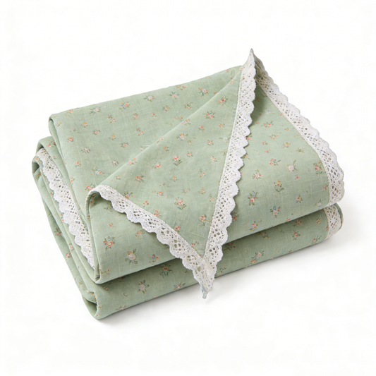 Sage Floral Lace Sofa Towel
