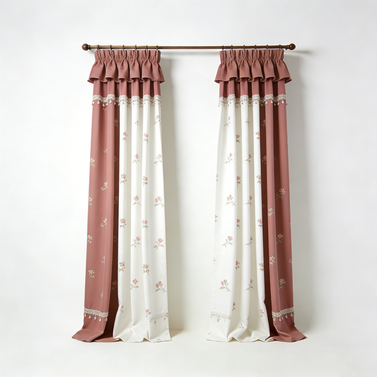 Pink & White Floral Curtains