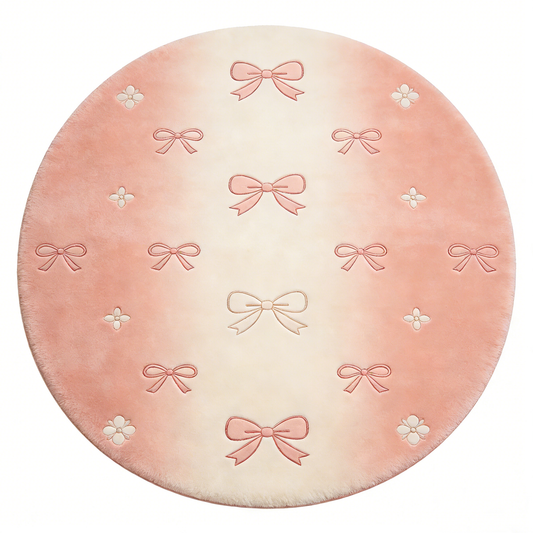 Pink Bow Round Rug