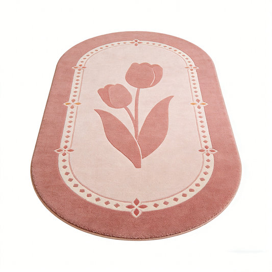 Pink Tulip Oval Rug