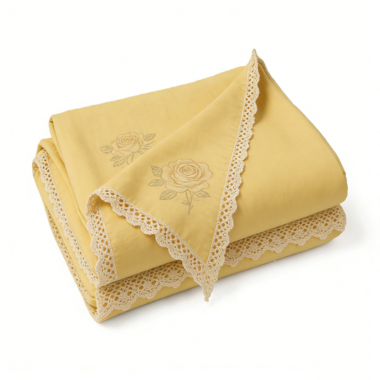 Yellow Rose Embroidered Towel