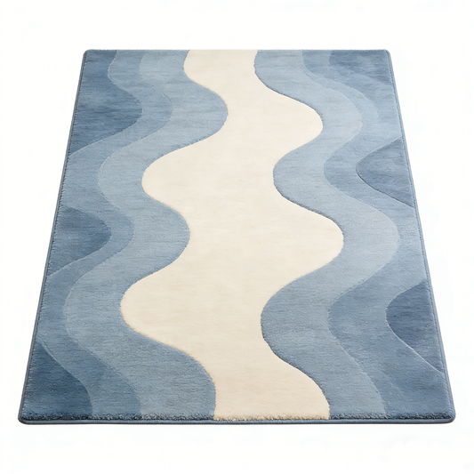 Blue Wave Rectangle Rug